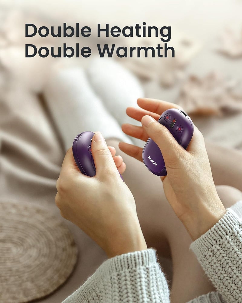 AaoLin AI Hand Warmers Rechargeable, 2 Pack Electric Hand Warmers Reusable, 12Hrs Long Heating, Portable Pocket Handwarmer Great Gift for Outdoors, Camping, Golf, Hunting Gear - Image 5